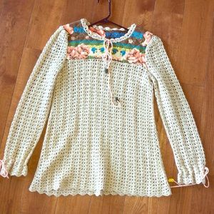 FREE PEOPLE knitted dress with wool collar accent